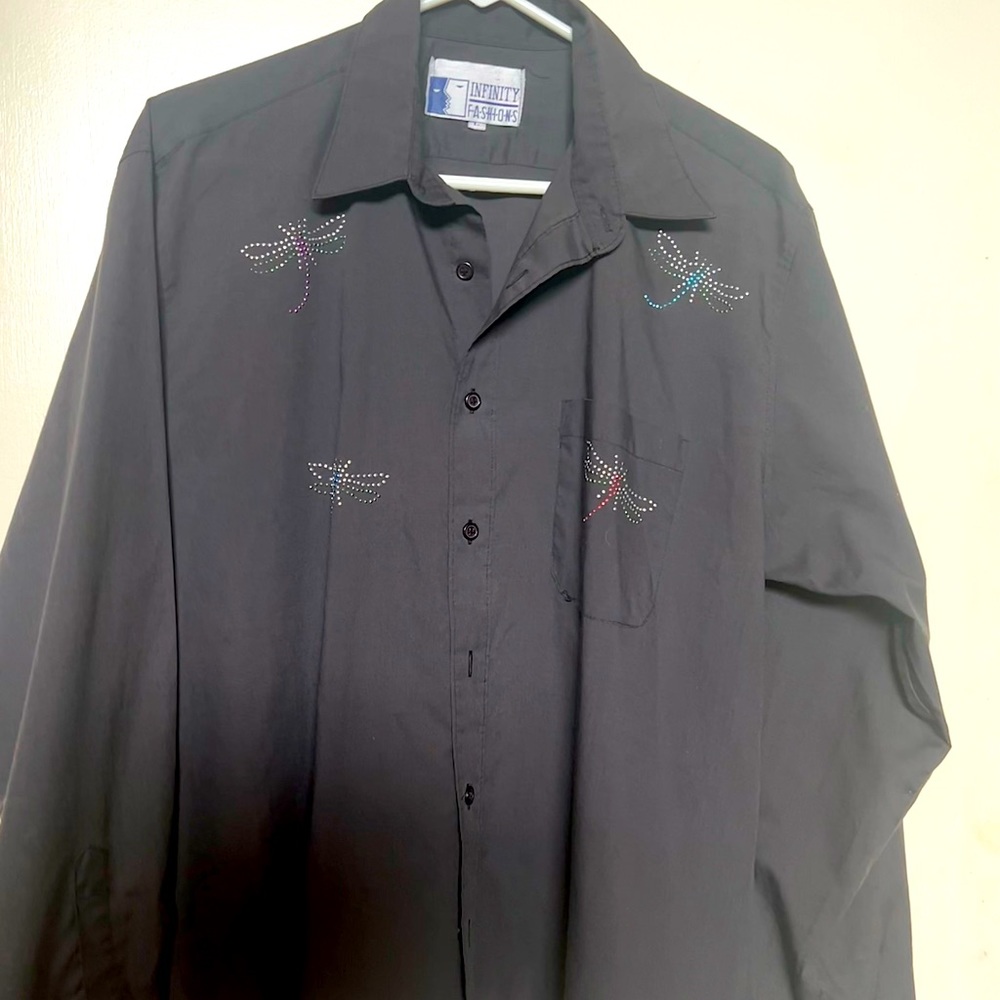 Blouse with silver-toned metallic butterflies